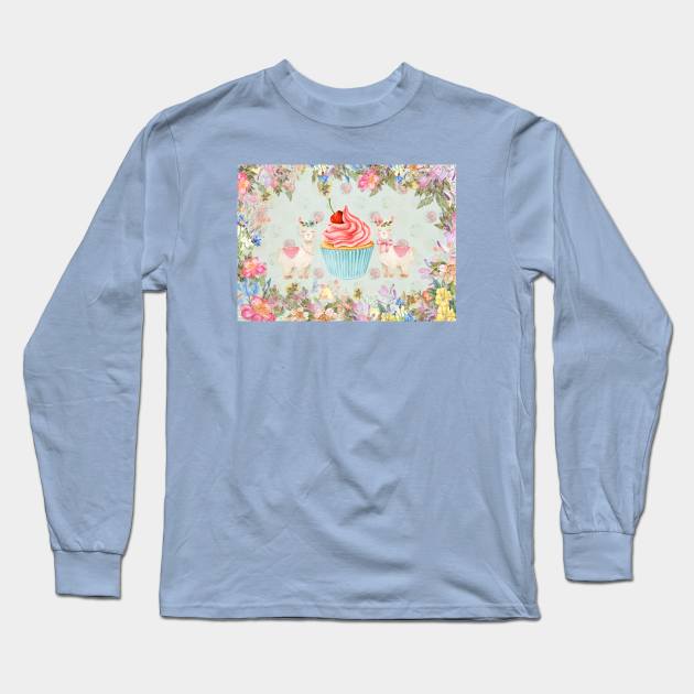 Cupcake Llama Love Long Sleeve T-Shirt by Phatpuppy Art